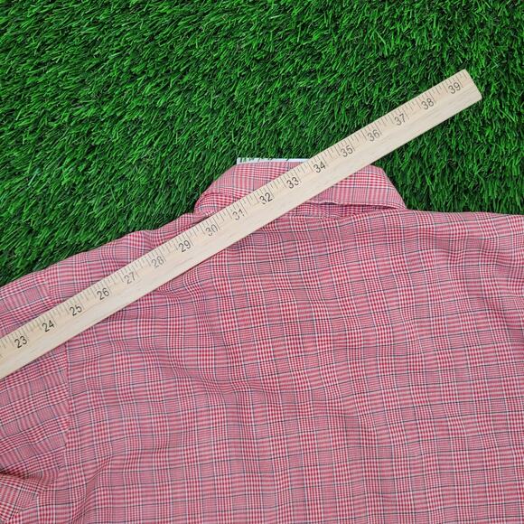 Vintage 80s Van-Heusen Button Shirt M 15.5 19x30 Glen Plaid - Picture 5 of 12